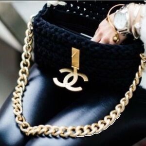 CHANEL Authentic Fancy Crochet Flap Bag